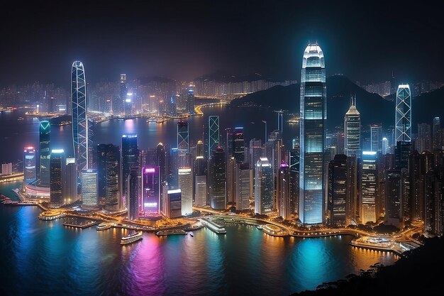 Las luces nocturnas de Hong Kong