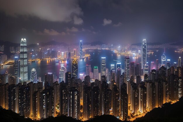 Las luces nocturnas de Hong Kong