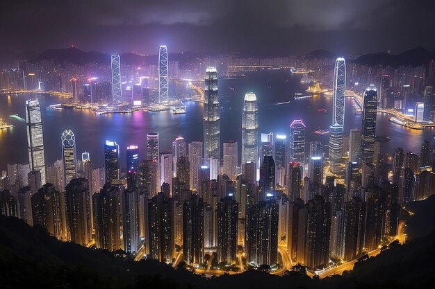 Las luces nocturnas de Hong Kong