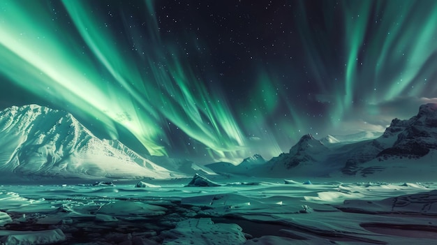 Foto las luces del norte brillantes de esmeralda y lavanda