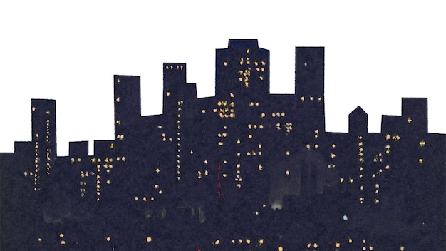 Luces png nocturnas del paisaje urbano de Manhattan ilustración de Joseph Pennell fondo transparente Remezclado por rawpixel