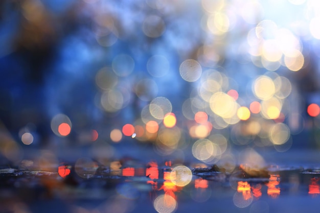 luces de la tarde fondo borroso bokeh otoño, fondo abstracto de la ciudad, otoño