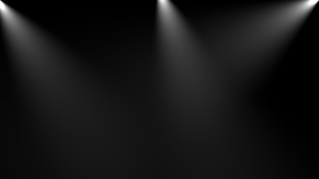 Luces volumétricas en la oscuridad 3d renderizado por computadora de haces de foco Fondo con iluminación puntual