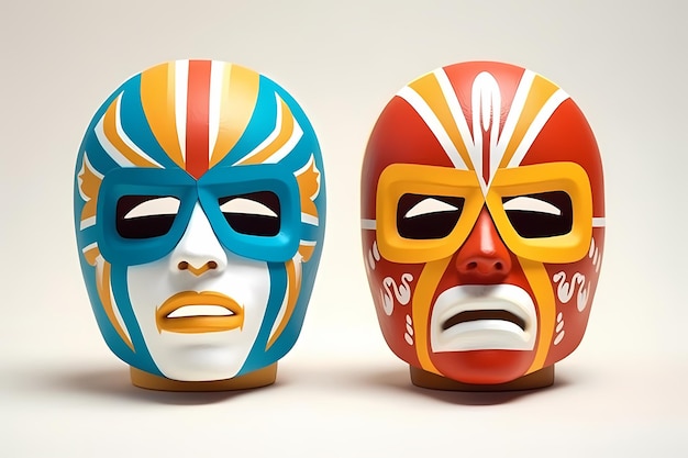 Foto lucha libre conjunto de ícones de máscaras de luta livre luchador mexicano generative ai