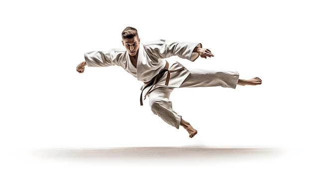 Un luchador de judo ejecutando un lanzamiento