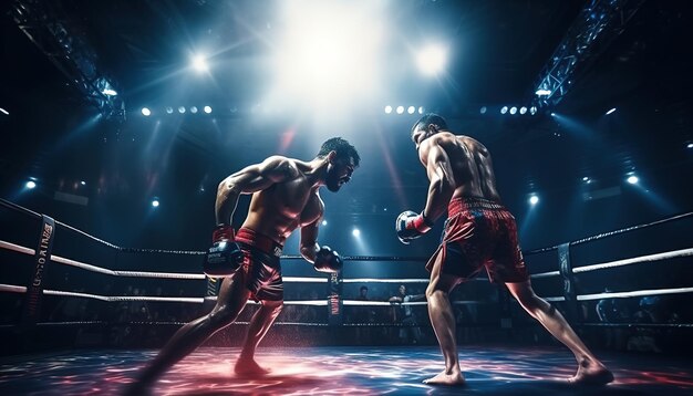 Los luchadores de la MMA en el ring profesional