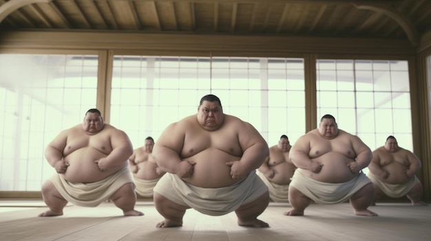 Los luchadores de sumo de IA generativa se involucran en rituales de la mañana temprano, incluidas las ceremonias de purificación tradicionales