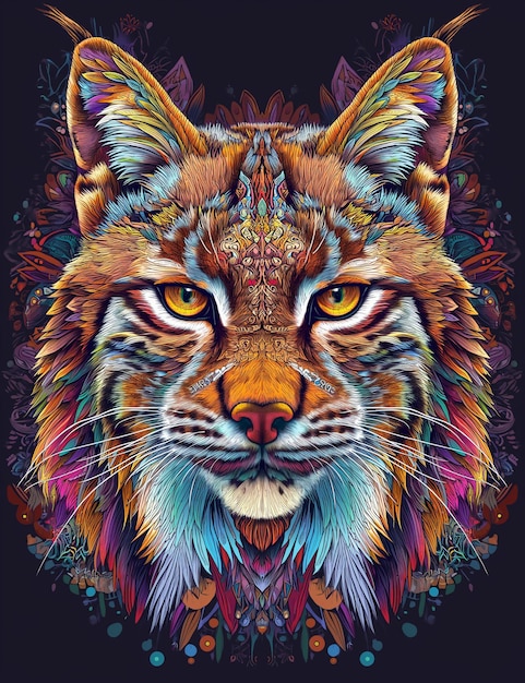 Luchs Tier Mandala Farbiges Bild