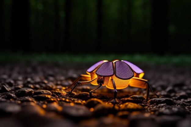 Foto luciérnagas brillando en el bosque por la noche