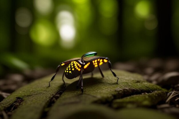 Luciérnagas brillando en el bosque por la noche