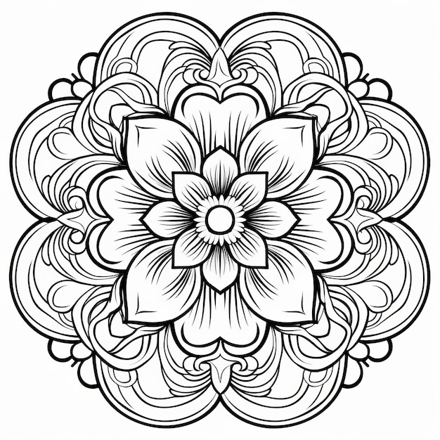 Lucky Clover Mandala Negro e Branco Apenas Livro de Coloração