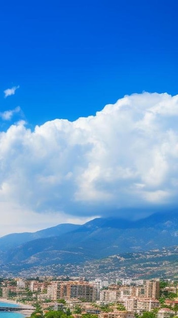 Luftansicht auf das Meer und die Stadt Alanya