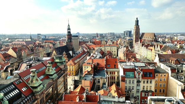 Foto luftansicht auf das stadtbild