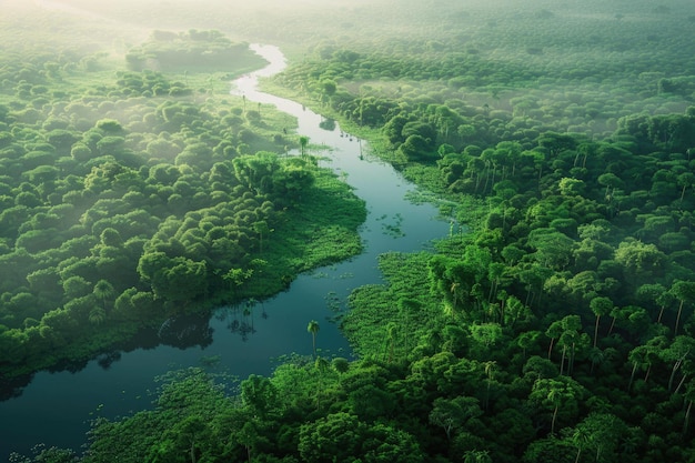 Luftansicht auf einen Regenwald