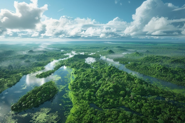 Luftansicht auf einen Regenwald