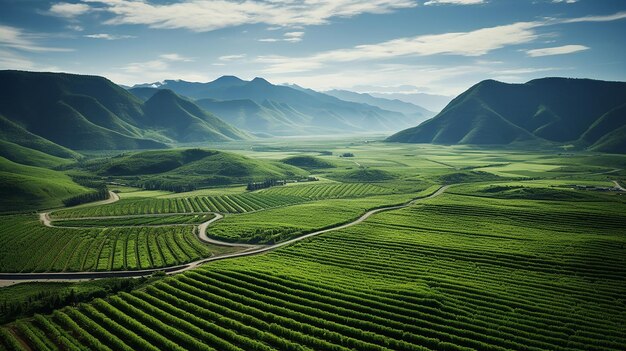 Luftansicht auf grüne Weinbergsfelder in Oregon