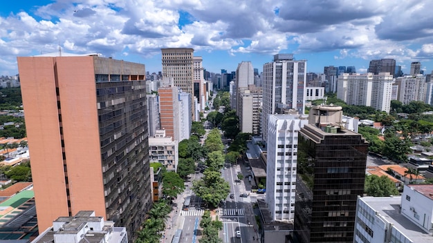 Luftansicht der Avenida Brigadeiro Faria Lima Itaim Bibi Ikonische Geschäftsgebäude im Hintergrund