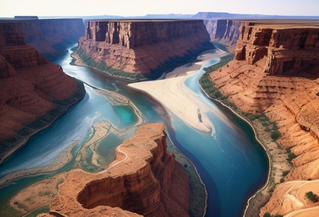 Foto luftansicht der berühmten horseshoe bend vom curve river im südwesten der usa