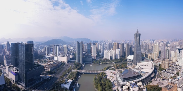 Luftansicht der modernen Stadtlinie von Hangzhou, China