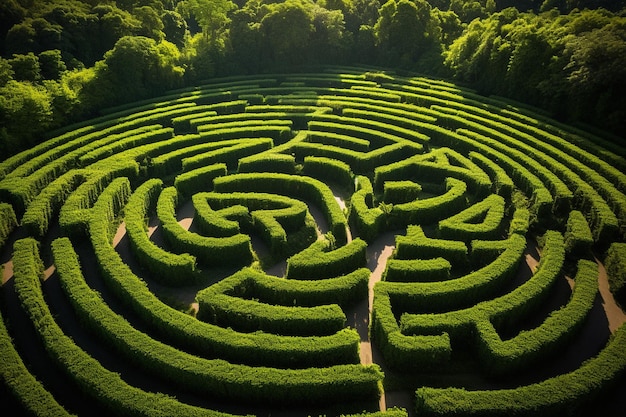 Foto luftansicht des labyrinths der büsche im park