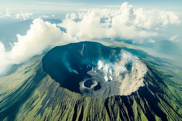 Luftansicht des Mount Slamet oder Gunung Slamet ist ein aktiver Stratovulkan