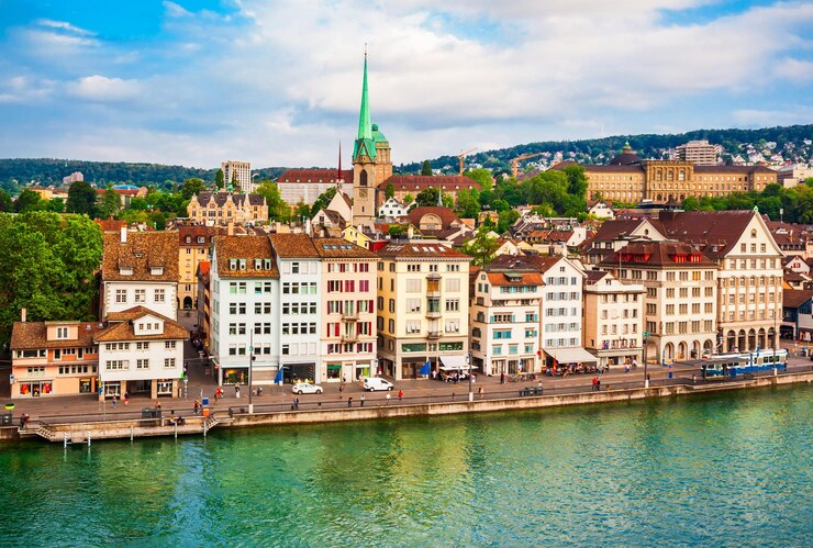 Foto luftansicht des stadtzentrums von zürich