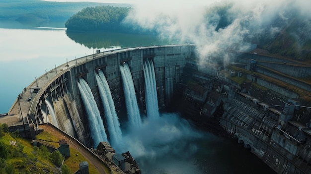 Luftansicht des Wasserkraftdamms