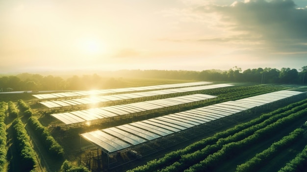 Luftansicht einer ausgedehnten Megafarm mit strategischen automatisierten Bewässerungs- und Fütterungssystemen