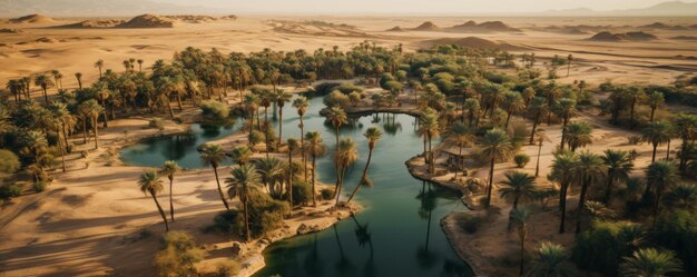 Foto luftansicht einer oase in der wüste der vereinigten arabischen emirate