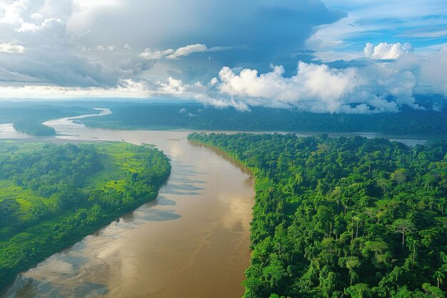 Luftansicht eines Flusses im Regenwald Lateinamerikas