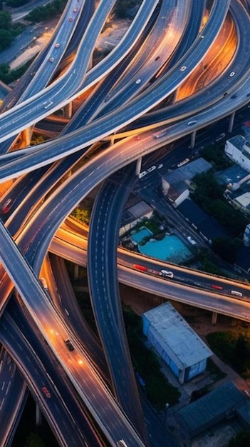 Foto luftansicht schnellstraße autobahn autobahn zirkus kreuzung