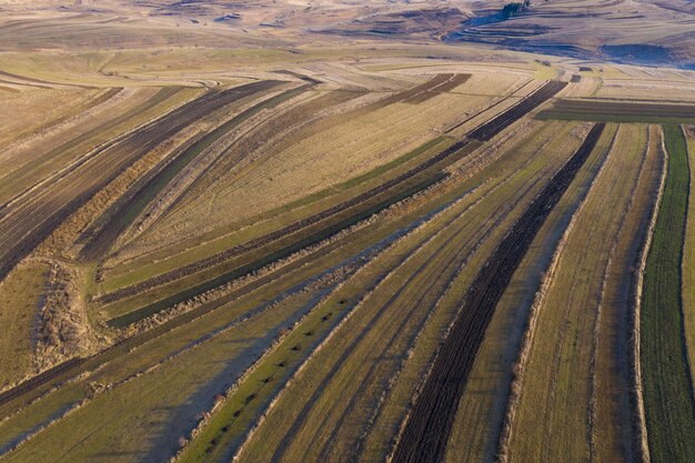 Luftansicht über landwirtschaftliche Felder