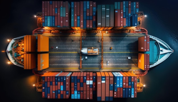 Luftaufnahme Container internationale Schifffahrt Logistikgeschäft Made by AIKünstliche Intelligenz