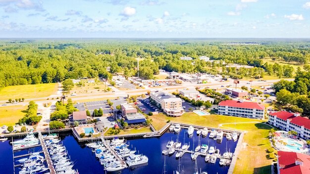 Luftaufnahme der Intercoastal Marina in South Carolina.