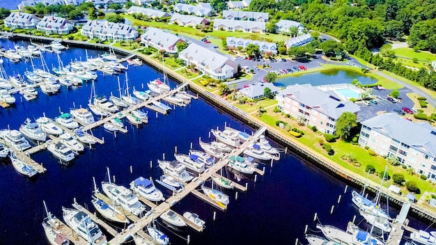 Luftaufnahme der Intercoastal Marina in South Carolina.