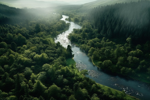 Luftaufnahme der Landschaft Ai generativ