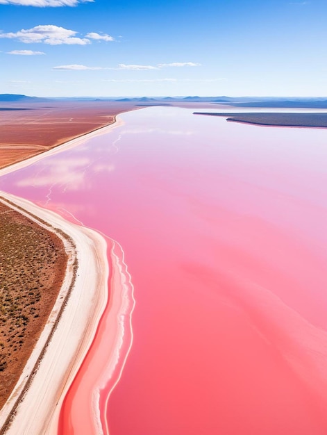 Foto luftaufnahme der pink lakes in südaustralien