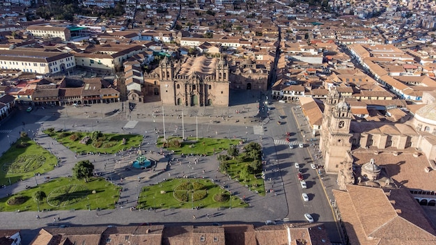 Luftaufnahme der Plaza de Armas in Cusco