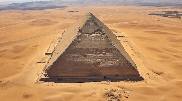 Foto luftaufnahme der pyramide in der wüste