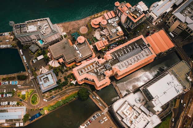 Luftaufnahme der Stadt Port-Louis, Mauritius, Afrika.