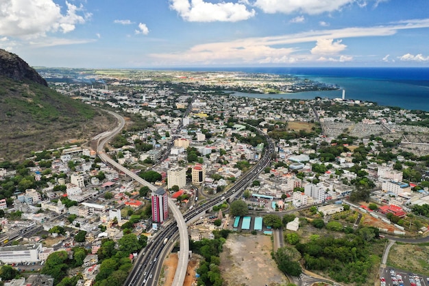Luftaufnahme der Stadt Port-Louis, Mauritius, Afrika.