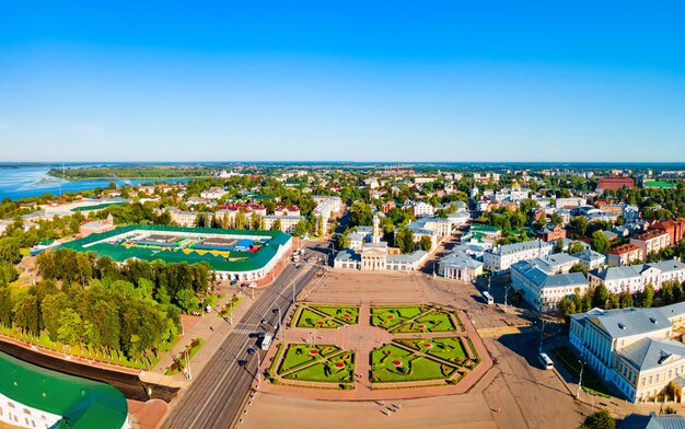 Foto luftaufnahme der wolga-stadt kostroma