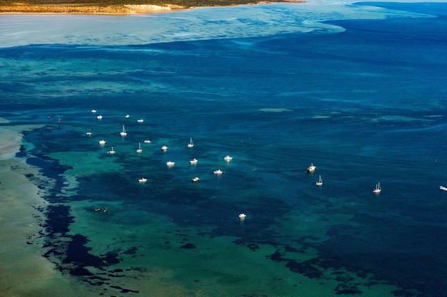 Luftaufnahme des blauen Ozeans in Shark Bay Australien