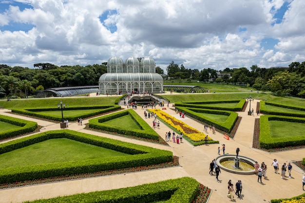 Luftaufnahme des Gewächshauses im Botanischen Garten von Curitiba Parana Brasilien