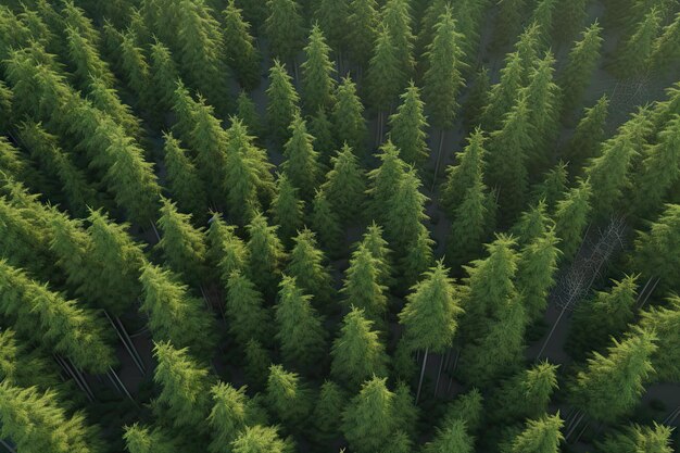 Luftaufnahme des grünen Sommerwaldes mit Fichten und Kiefern in Finnland