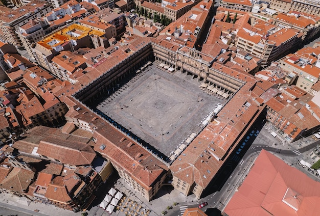 Luftaufnahme des Hauptplatzes Plaza Mayor in Salamanca Spanien ist ein großer Platz im Zentrum