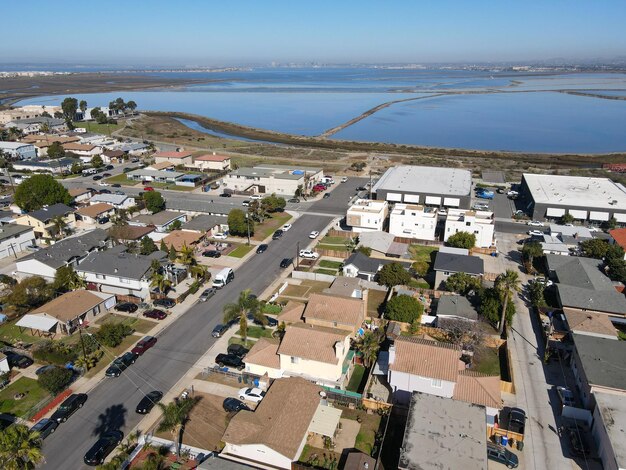 Luftaufnahme des Otay River und San Diego Bay National Refuge von Imperial Beach, San Diego, Kalifornien