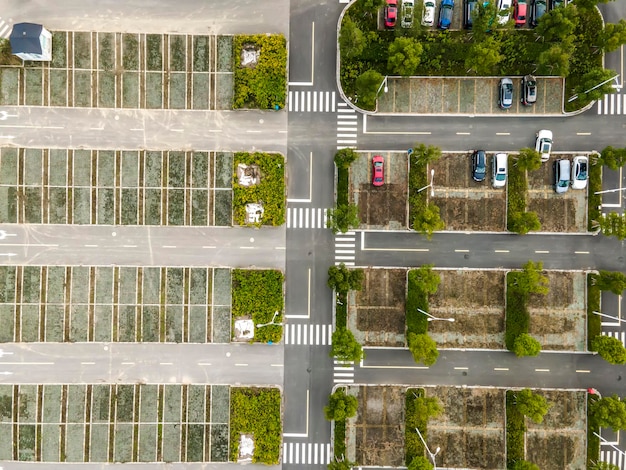 Luftaufnahme des parkplatzes