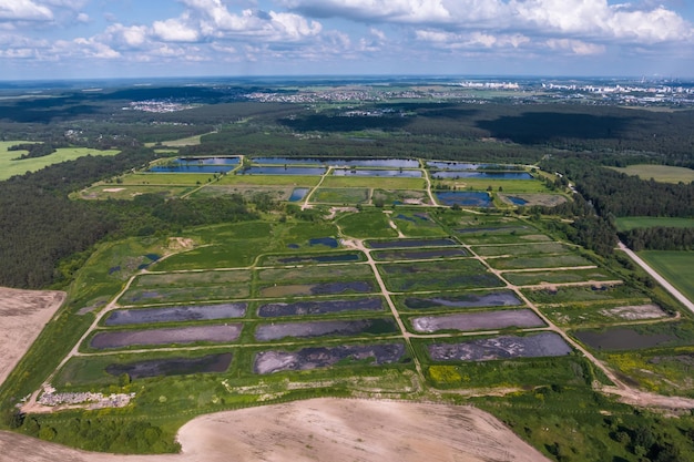 Luftaufnahme des Sees an der Kläranlage