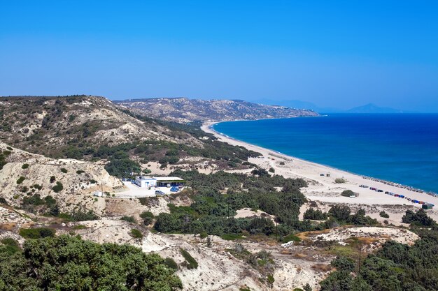 Luftaufnahme des Sonnenstrandes in Kos-Insel